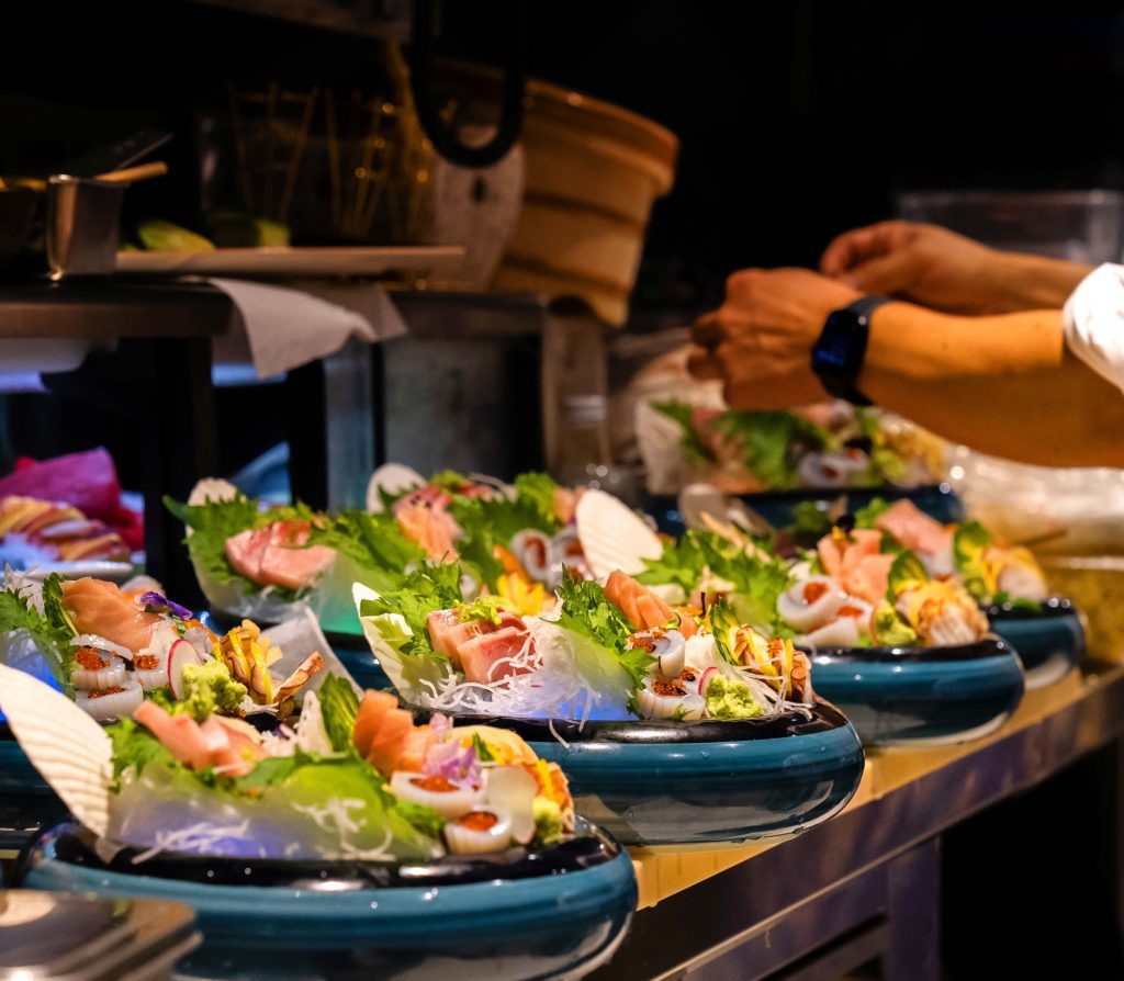 Close up image of dishes prepared by chef