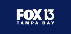 An icon of a fox 13 Tampa Bay with a blue background