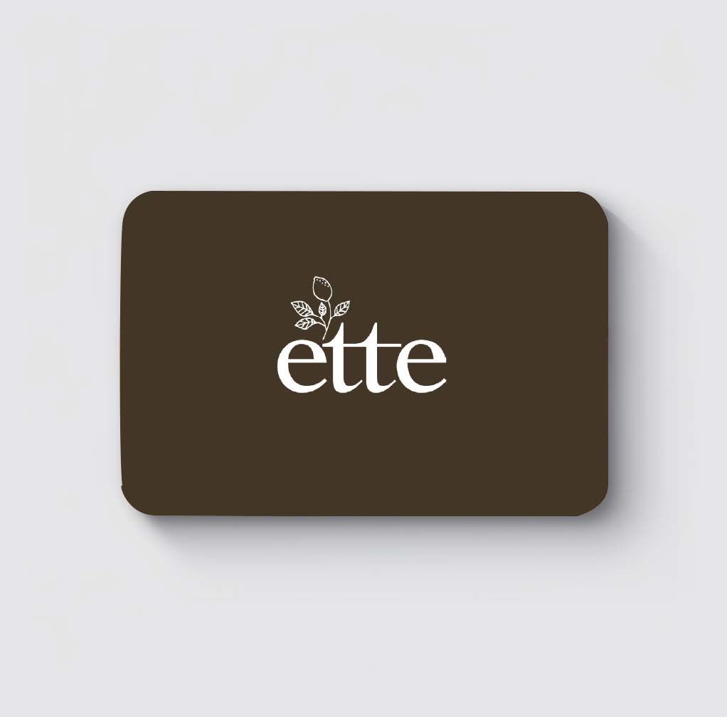 Ette logo in white color with a brown background