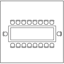Conference seating layout diagram with one long boardroom table